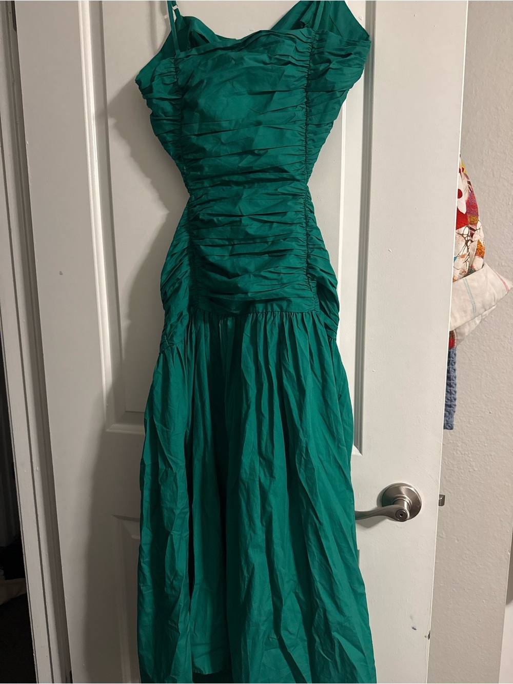 LOFT Teal Ruched Bodice Maxi Dress